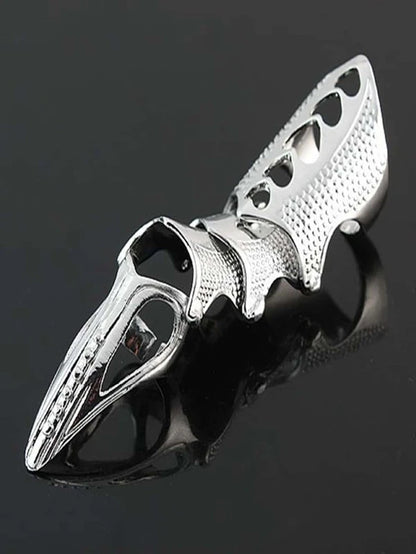 Silvery Steampunk Full Finger Ring - Gothic Cosplay Armor Ring