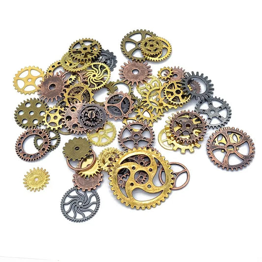 Steampunk Jewelry Cogs and Gears ~30 Assorted Gear Charms - Mixed Color