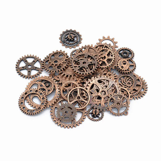Steampunk Jewelry Cogs and Gears ~30 Assorted Gear Charms - Bronze